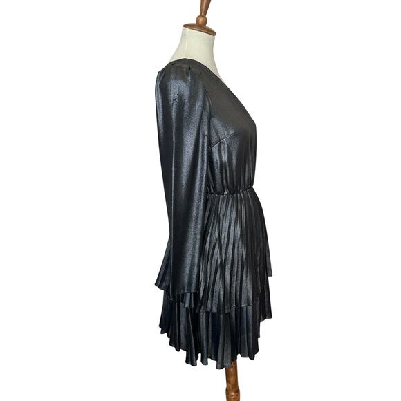 Derek Lam Metallic One Shoulder Mini Dress Gunmetal SIZE 4 Paty Designer $450 - Picture 8 of 10